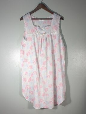 Vintage Fundamentals Floral & Lace Trim Sleeveless Nightgown L-see measurements